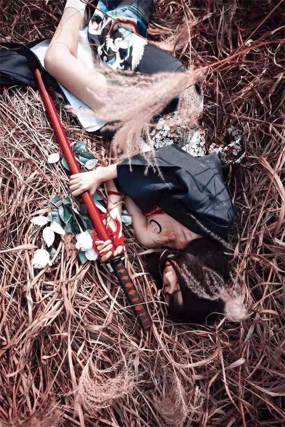 60cm Demon Katana Wood Sword Cosplay Performance Props Ninja Sword Toy For Children Aikido Wooden  Knife