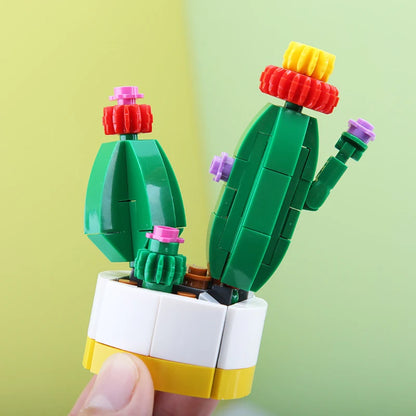 Simulation Succulents Flowers Bricks Plants Bonsai Cactus Aloe Vera DIY Assembled Toy Building Blocks Creative Kids Toys Gift