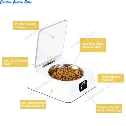 Pets Bingo Cat Feeder Infrared Sensor Dog Bowl Automatic Opening Lid Food Storage Container Anti-mouse Moisture-proof Pet Suppy