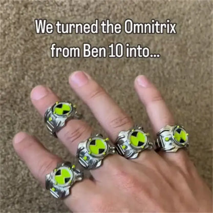 Anime Ben 10 Omnitrix Cosplay Ring Unisex Punk Goth Trendy Personality Finger Rings Jewelry Accessories