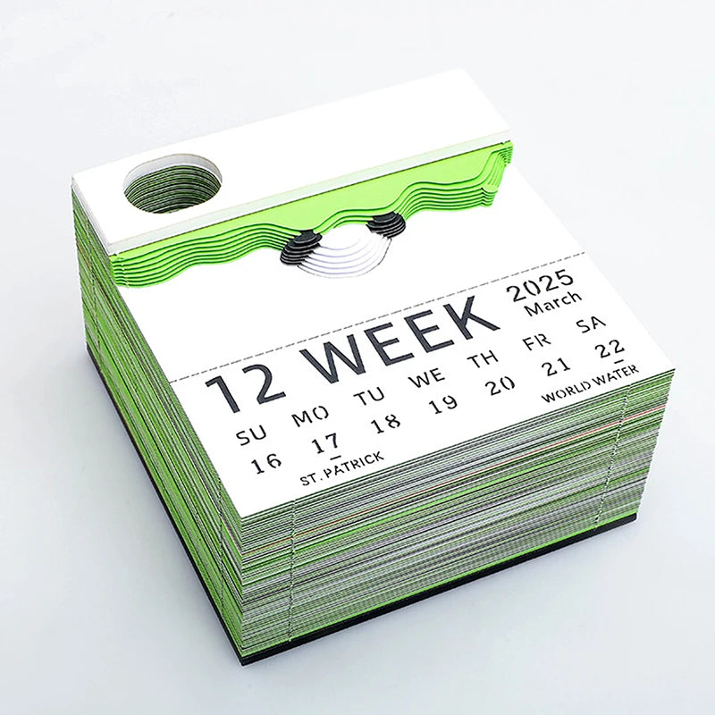 Calendario de escritorio Panda 2025 Calendario Bloc de notas Calendario de escritorio creativo Bloc de notas de bricolaje Calendario de arte 3D Tallado de papel Regalo Casa