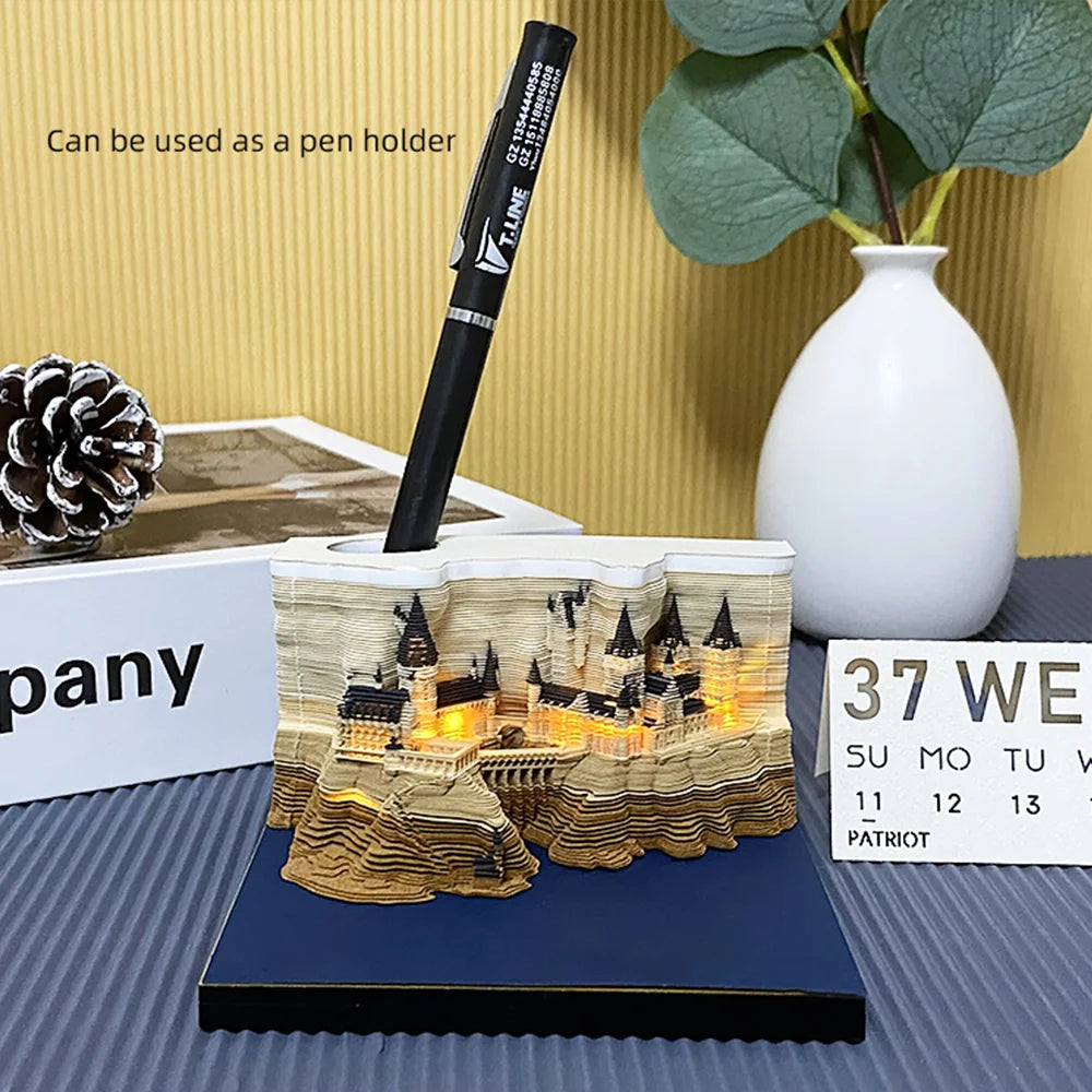 Omoshiroi Block 2024 Calendar 3D Memo Pad Magic Castle Mini Notepad Cubes Design Offices Paper Note Block Birthday Original Gift