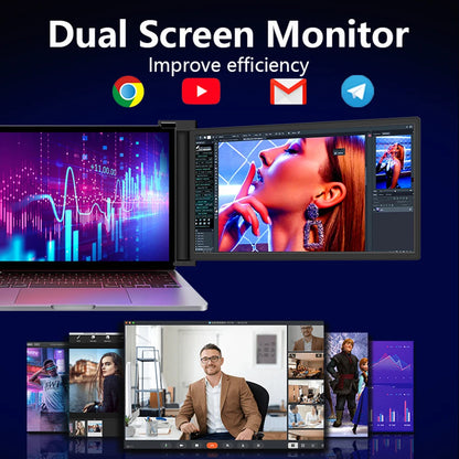 Monitor portátil de pantalla de expansión para computadora portátil de 15,4 pulgadas para computadora portátil de 15,6 a 17,3 pulgadas FHD 1920*1080 IPS Monitor de pantalla dual plegable