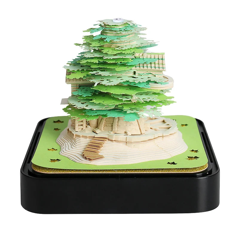 Omoshiroi Block 3D Notepad 2024 Calendar 3D Sakura Tree House Memo Pad Cute Block Notes 3D Sticky Notes Christmas New Years Gift