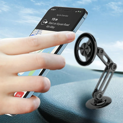 Aluminum alloy magnetic car phone holder, universal 360 ° rotatable shock-absorbing telescopic folding phone holder Accessories