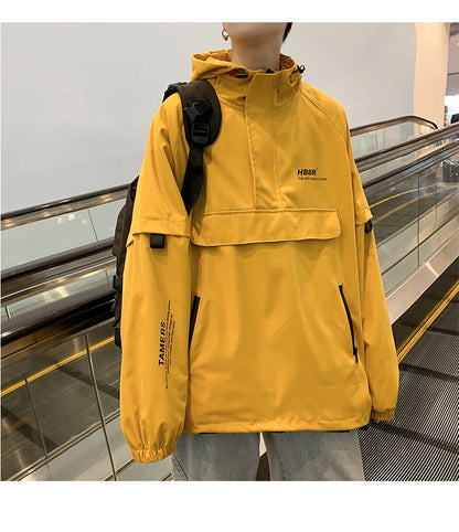 2024 New Autumn Streetwear Men Jackets Zipper Up Jacket Windbreaker Harajuku Thin Coats Loose Harajuku Oversized Outwear