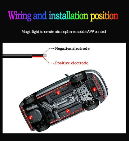 Car Colorful Modification Rainbow APP Flow Light Running Lantern RGB Car Bottom Music Rhythm Decorative Light