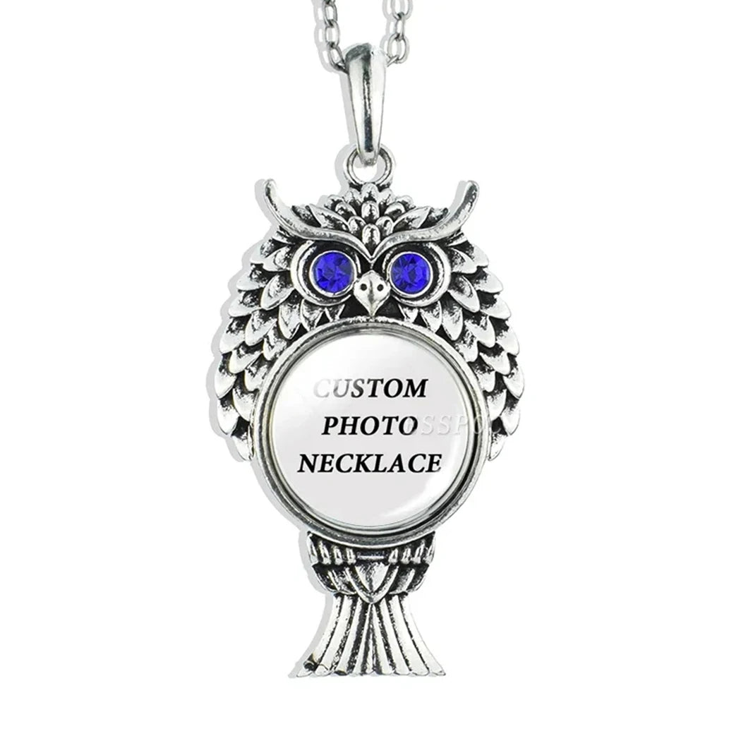 Collar con foto personalizado, cruz circular en forma de media luna, búho esférico, con una variedad de opciones de regalos para amigos