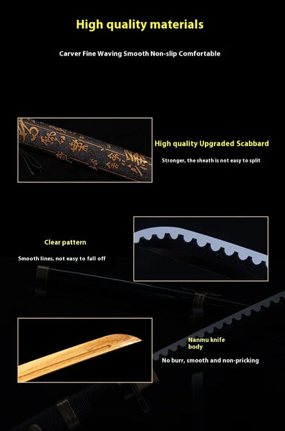 Tai Sword Katana Oriental Draw Sword with Sheath Tang Hengdao Wooden Sword Ancient Style Children's Toy Bamboo Wooden