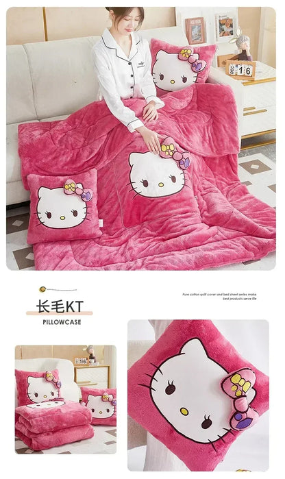 Stitch Disney Throw Pillow Blanket 2-in-1 Kawahiran Velvet Throw Pillow Thickened Nap Blanket Living Room Christmas Gift
