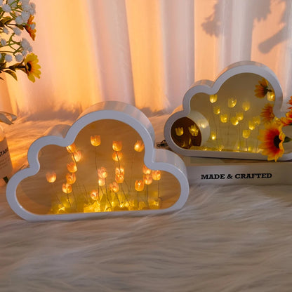 Tulip Light Cloud Mirror Table Lamps Lights Tulips Floral Lamp Nightlight DIY Material Accessories Decorations Wedding Gift