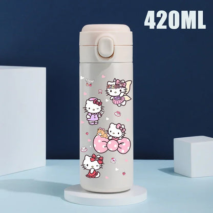 Sanrio 420 ML Thermos Mug Hello Kitty Cartoon 304 Stainless Steel Portable Water Cup Travel Water Bottle Kawaii Cups Kids Gifts