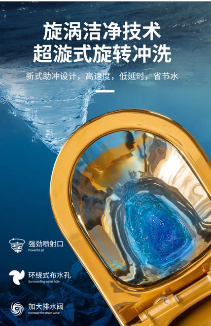 Siphon Water-Saving Mute Tuhao Gold Toilet Anti-Blocking Deodorant Ceramic Electroplating Gold