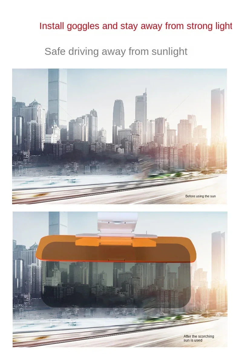 2 in 1 Car Sun Visor Goggle Night Vision Driving HD Anti Sunlight Dazzling Day Mirror Anti-UV Auto Interior Mirrors Sunshades