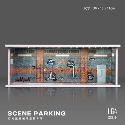 1/64 Simulated Parking Lot Model Classic Static Car Bburago Alloy Diecasting Vehicles Miniature Scene Assembly Display Frame Toy