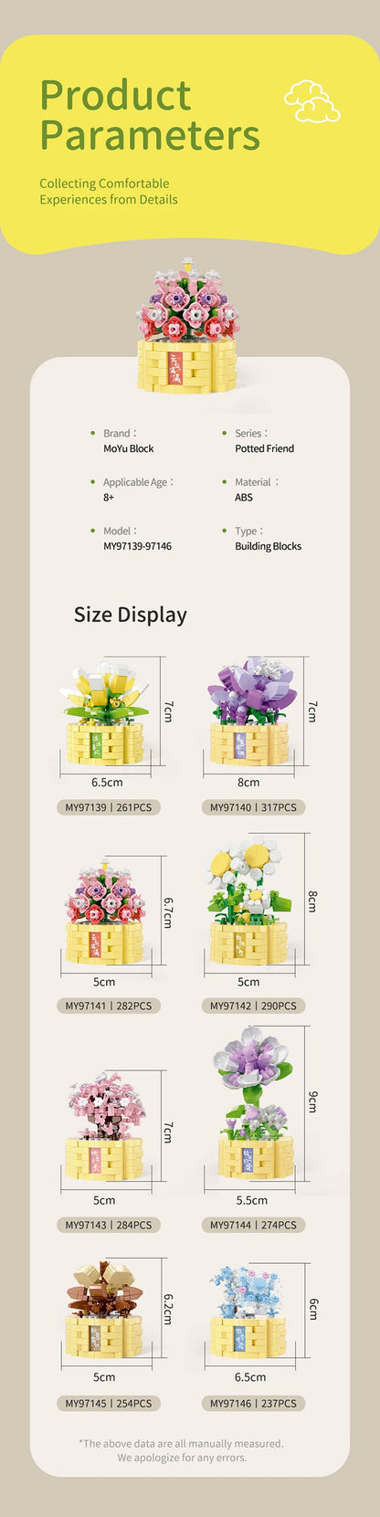 Potted Flower Basket Building Blocks Creative Bonsai Plant Bouquet Model Bricks Diy Home Decoration Kids Toy Girls Holiday Gifts