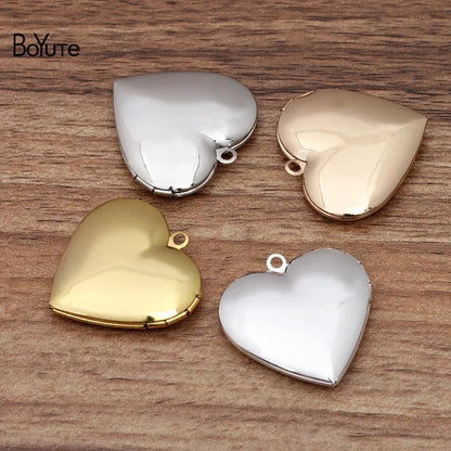 BoYuTe (10 Pieces/Lot) 29*27MM Heart Pendant I Love You Love Locket Factory Direct Wholesale Metal Brass Photo Locket Pendant