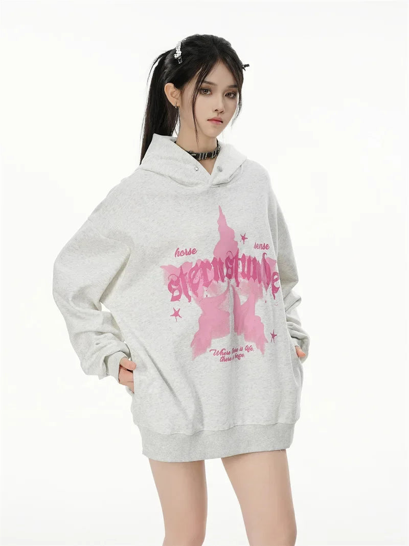Vintage American Style Streetwear Hooded Loose-Fit Sweatshirt Jacket For Men And Women Versatile Casual Hoodies