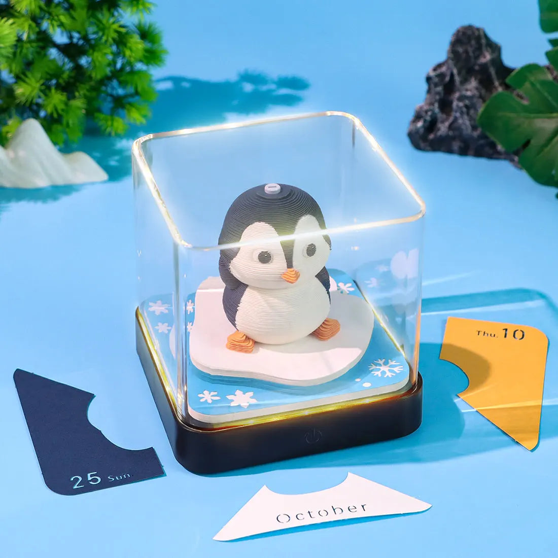Omoshiroi Block 3D Memo Pad Calendar 2025 Cute Penguin 3D Paper Carved Sticky Notes Miniature Items Office Accessories Love Gift