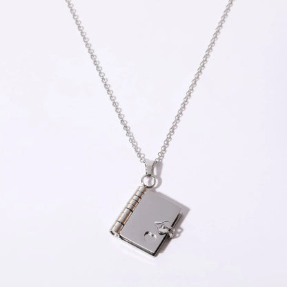 3 Pages Book Custom Name Necklace Openable Love Letter Personalized Text Pendant Unisex Chain Girl Valentine Day Gift waterproof