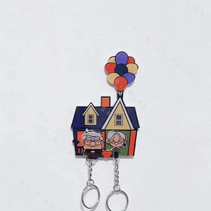 Wall-Mounted Key Holder House Couple Keychain Hanger Shared Keychains Up Movie Key Holder Jigsaw Key Ring Holder Christmas Gift