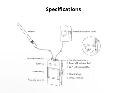 SONOFF POWCT POW Ring Smart Power Meter Energy Monitor 100A WiFi Smart Home Switch Support Contactor Control Alexa Google Home