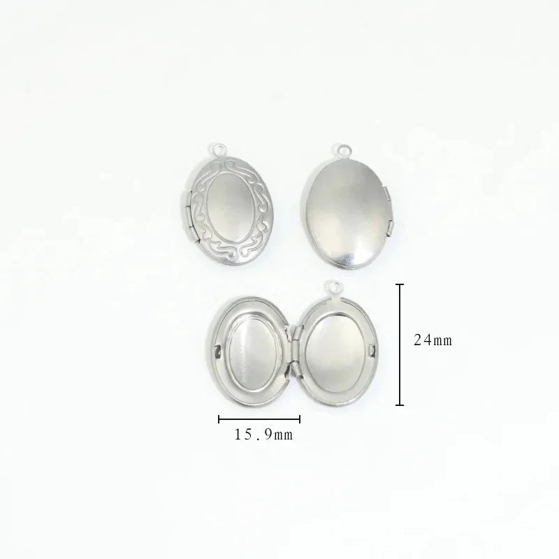 BoYuTe (20 Pieces/Lot) 316 Stainless Steel Oval Shaped Locket Pendant Can Open Photo Locket Diy Jewelry Materials