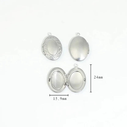 BoYuTe (20 Pieces/Lot) 316 Stainless Steel Oval Shaped Locket Pendant Can Open Photo Locket Diy Jewelry Materials