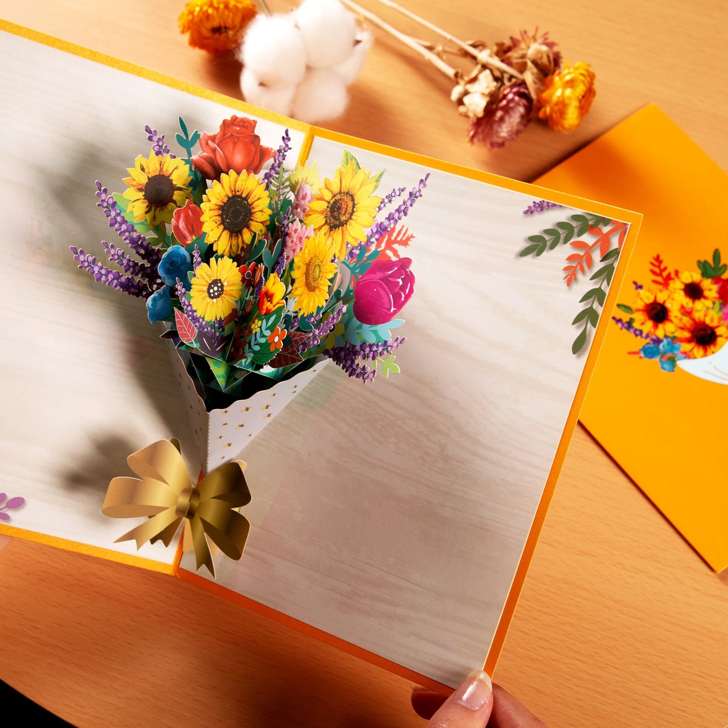 Tarjeta de felicitación emergente con flores en 3D para cumpleaños, día de la madre, día del padre, graduación, aniversario de bodas, mejórate pronto, simpatía