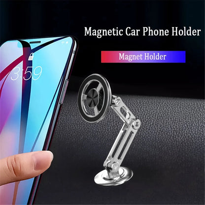 Aluminum alloy magnetic car phone holder, universal 360 ° rotatable shock-absorbing telescopic folding phone holder Accessories