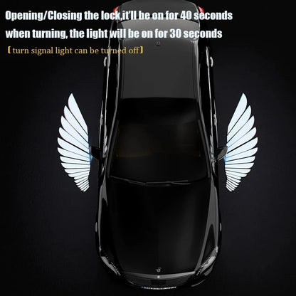 2x Angel Wing LED Light For Car Motorcycle Universal Rearview Mirror Decoration Lights Accessories Welcome Door Projection Lamp