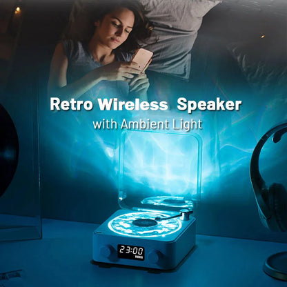 2024 Nouveau haut-parleur de platine vinyle rétro avec bruit blanc sans fil Bluetooth lecteur de disque vinyle son stéréo effet de lampe de projection RVB