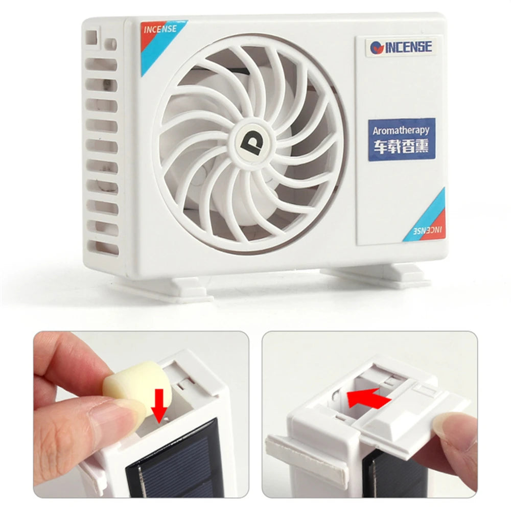 Modelo de aire acondicionado Ambientador de coche Tablero de instrumentos Energía solar Ventilador Difusor Clip de ventilación de aire Acondicionador de aire Forma Fragancia