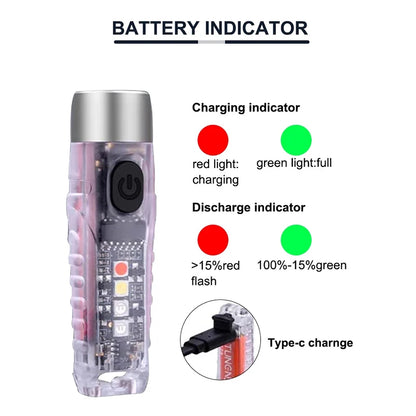 TUNENGE Mini LED Flashlight Super Bright S12 PLUS Portable Torch 600LM Waterproof Work Light Keychain Built-in Battery Magnetic
