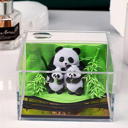 Calendario de escritorio Panda 2025 Calendario Bloc de notas Calendario de escritorio creativo Bloc de notas de bricolaje Calendario de arte 3D Tallado de papel Regalo Casa