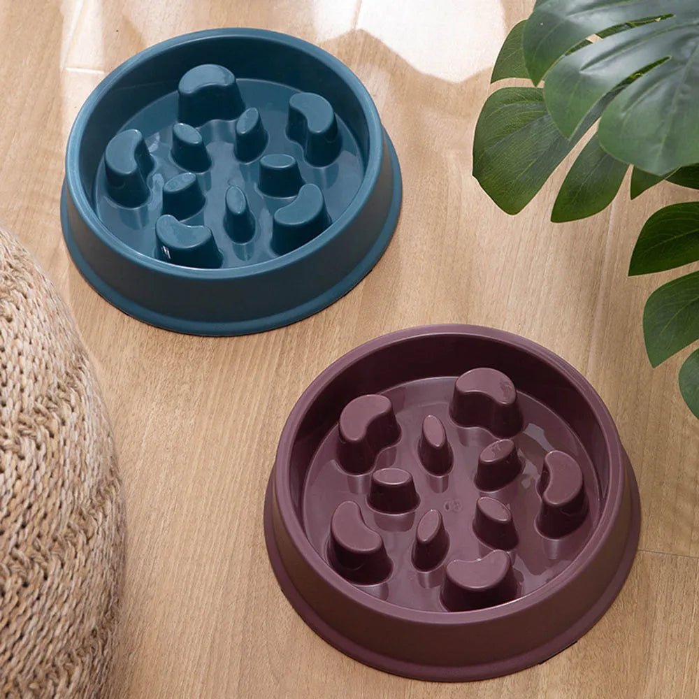 Pet Dog Bowl Slow Food Feeder Non-slip Anti Choking Cat Thickened Plastic Plate Bowls Healthy Anxiety Relief Dish Pet Supply