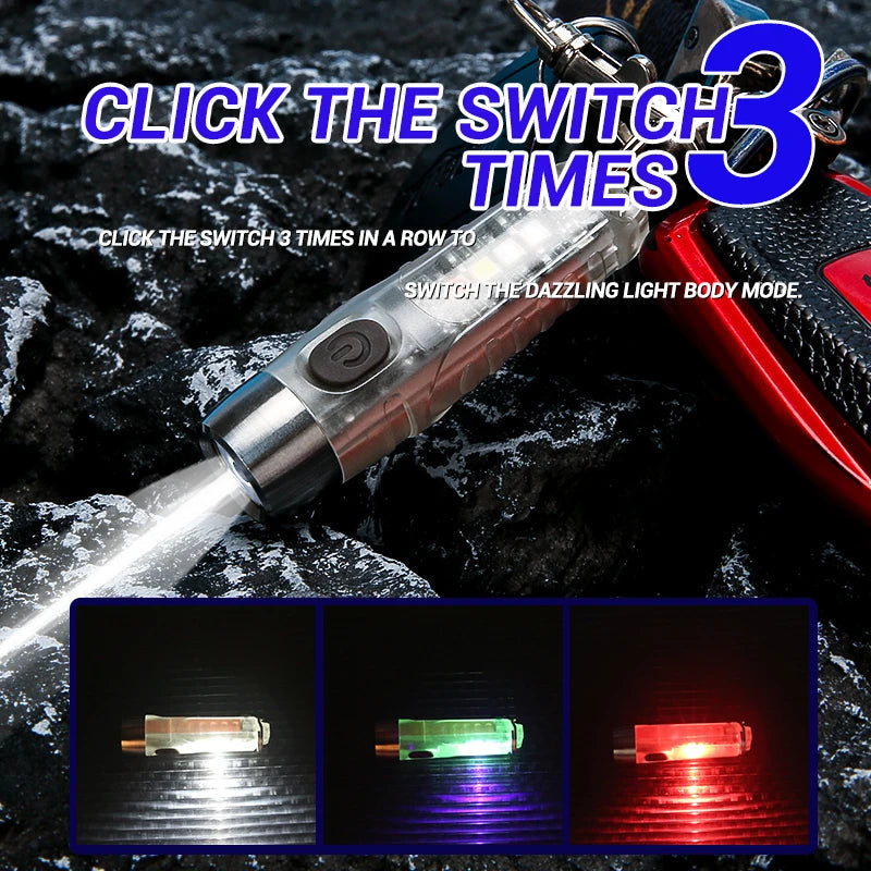 TUNENGE Mini LED Flashlight Super Bright S12 PLUS Portable Torch 600LM Waterproof Work Light Keychain Built-in Battery Magnetic