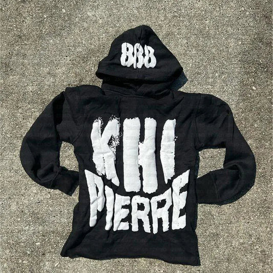 Sweat à capuche gothique rétro à imprimé lettres en mousse pour hommes, mode Y2K 2024, rue, hip-hop, Harajuku, décontracté, ample, col rond, pull surdimensionné