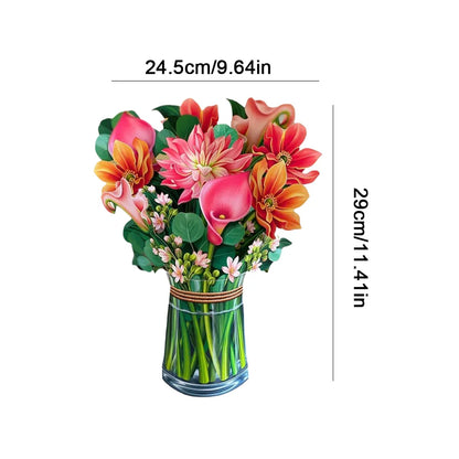 3D Pop Up Flower Greeting Card for Mothers Day Creative Multi-Style Bouquet Birthday Card Thank You Postcard for Birthday Easter