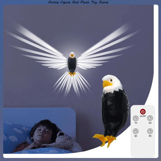 Lampe murale de Noël en forme de hibou et d'aigle, projecteur moderne et créatif, ambiance LED, économie d'énergie, télécommande, fixation murale, éclairage d'Halloween