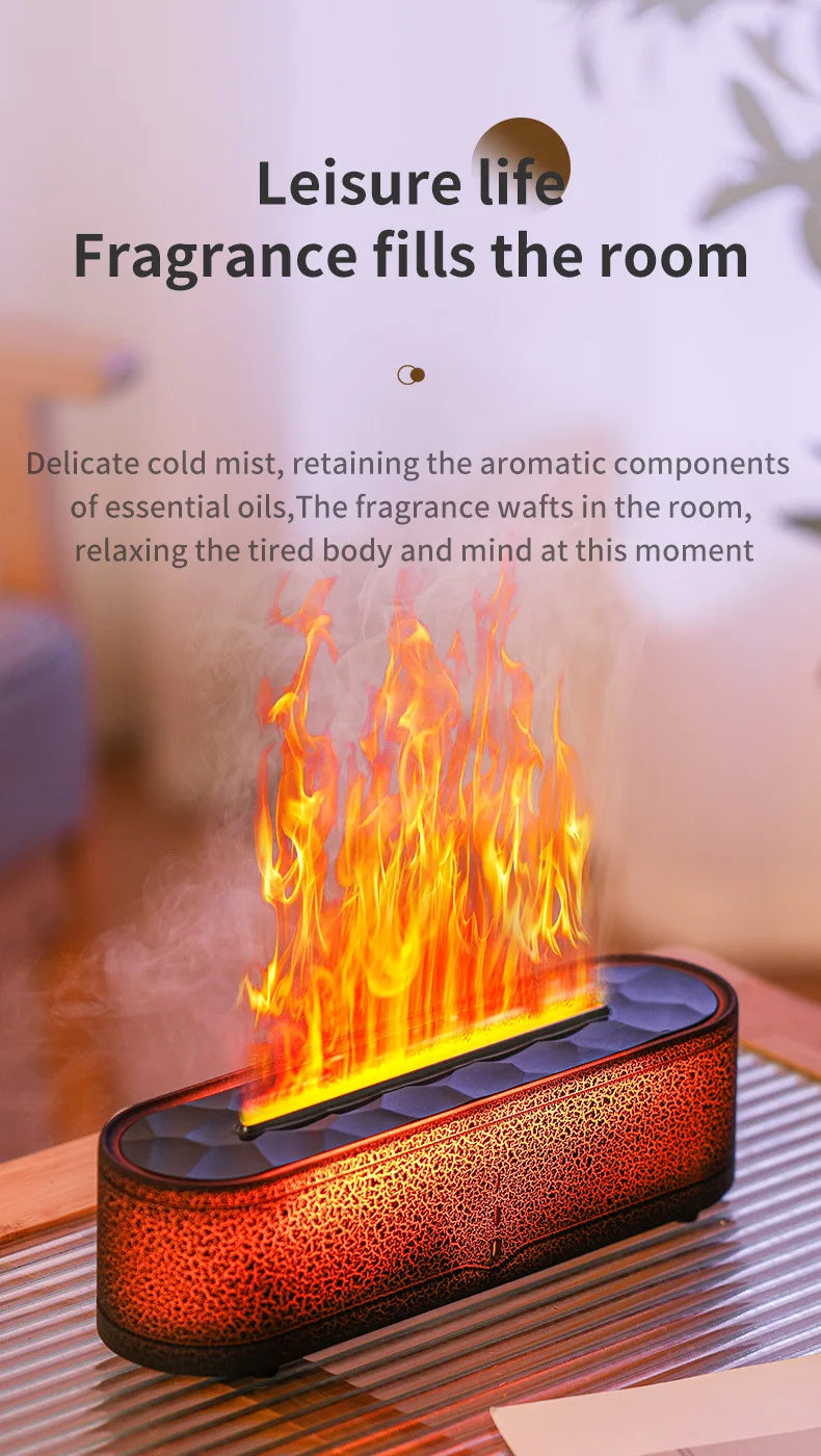 Rainbow Aroma Diffuser Fire Flame USB Air Humidifier for Home Room Fragrance Essential Oil Diffuser Remote Control Aromatherapy