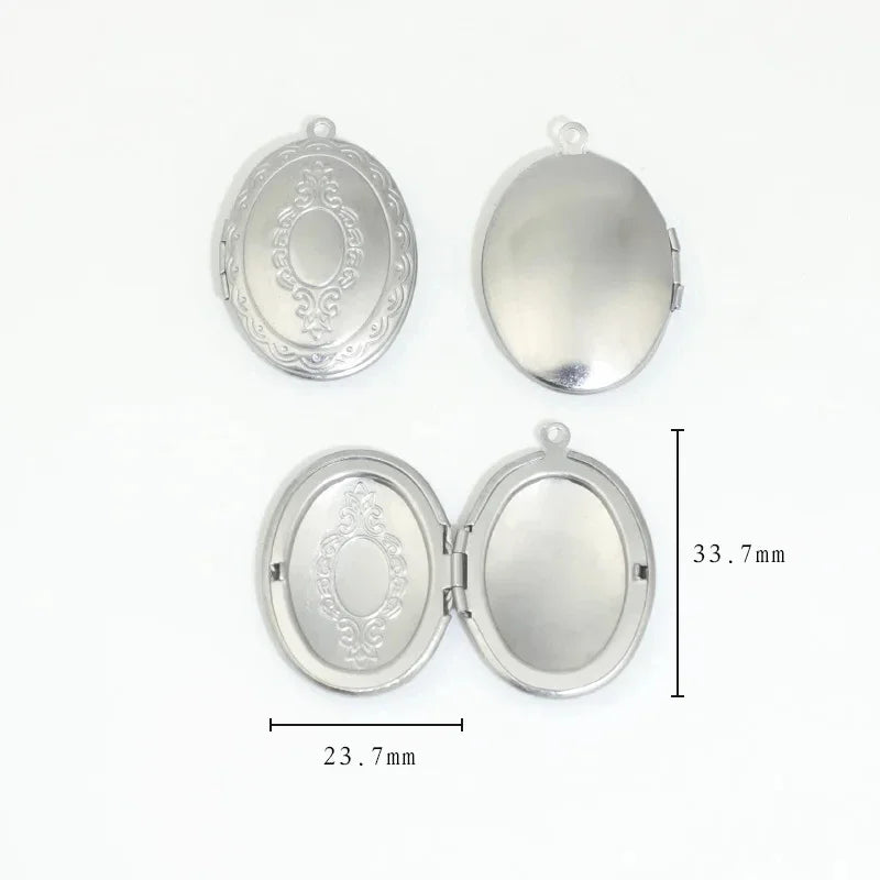 BoYuTe (20 Pieces/Lot) 316 Stainless Steel Oval Shaped Locket Pendant Can Open Photo Locket Diy Jewelry Materials