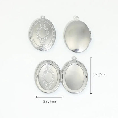 BoYuTe (20 Pieces/Lot) 316 Stainless Steel Oval Shaped Locket Pendant Can Open Photo Locket Diy Jewelry Materials