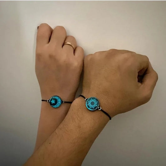 Bracelet tissé en pierres précieuses pour amoureux du soleil et de la lune 2024, bracelet de couple Instagram européen et américain, bracelet lumineux de nuit de lune