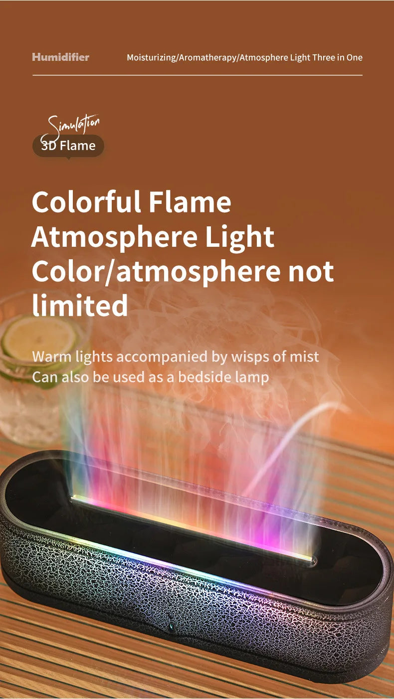 Rainbow Aroma Diffuser Fire Flame USB Air Humidifier for Home Room Fragrance Essential Oil Diffuser Remote Control Aromatherapy