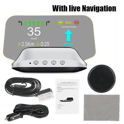 C3 12V Car HUD OBD2 Head Up Display GPS Navigation Digital Speedometer On Board Computer Projector OBD 2 Scanner Test Cartronics