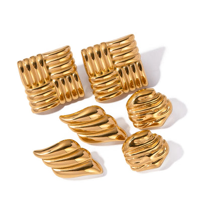 Uworld Vintage Stainless Steel Geometric Stud Earrings Waterproof Metal Statement Charm Fashion Retro Jewelry Bijoux Personalize