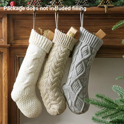 6-8PACK Christmas Stockings 18In Cable Knit Fireplace Stockings Rustic Hanging Xmas Stockings Farmhouse Boho Decorations Family
