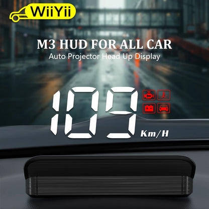 WiiYii M3 HUD Affichage tête haute OBD2 Ordinateur de bord Projecteur de vitesse OBD2 Auto Ordinateur de bord Alarme de kilométrage de carburant Accessoires de voiture