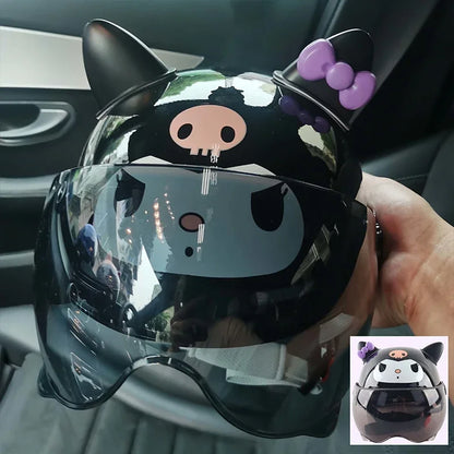Vintage Cartoon Cute Sanrio Kuromi Helmet Electric Car Women's Summer 3C Certification Half Helmet Cute Children's Adult Helmet